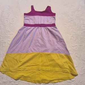 Tea Collection girls size 4 purple & yellow color block tank dress GUC